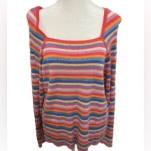 EUC SOblue Sigrid  Olsen Multicolor Striped Sweater Size XL